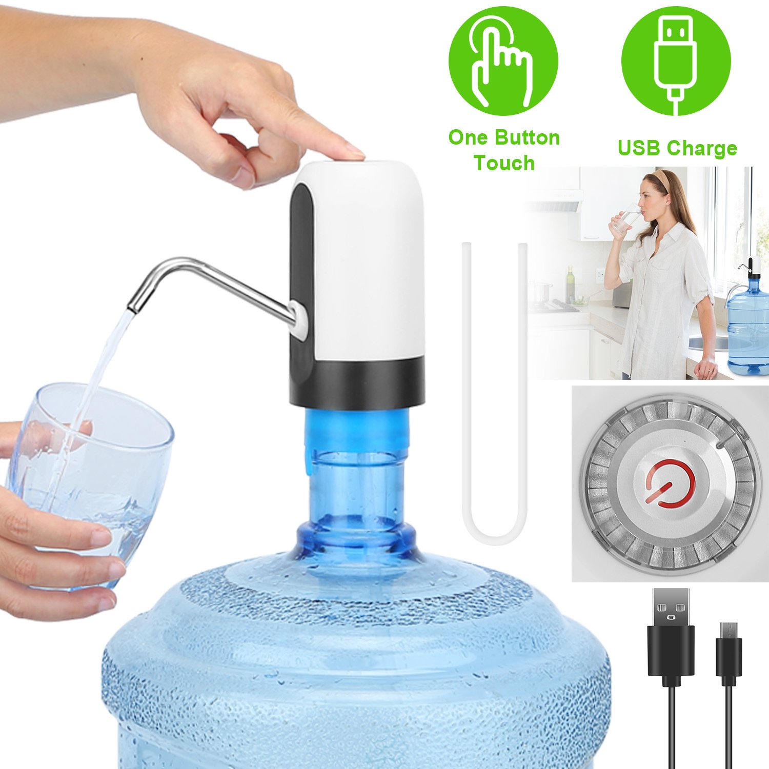 Electric Water Bottle Dispenser Rechargeable Automatic Drinking Water Bottle Pump For 2-5 Gallon Bottle Electric Water Bottle Dispenser Rechargeable Automatic Drinking Water Bottle Pump For 2-5 Gallon Bottle