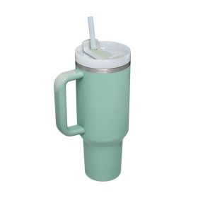Ochapa 40 Oz Tumbler With Handle Straw Insulated, Stainless Steel Spill Proof Vacuum Coffee Cup Tumbler With Lid Tapered Mug (Option: Eucalyptus)